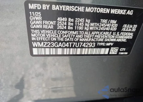 2026 Mini Countryman Cooper S z USA, uszkodzony, nr VIN WMZ23GA04T7U74293